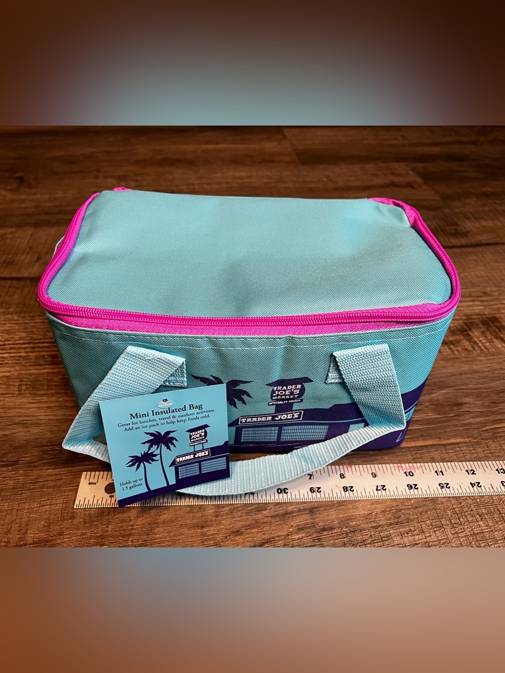 NWT Trader Joe’s Mini Insulated Tote / Cooler Bag Teal Blue (2026 Release) - Picture 5 of 6